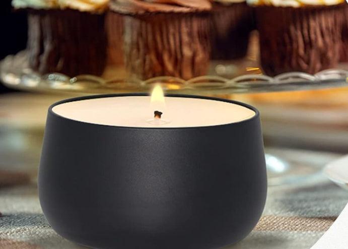 8oz Black Tin Wood  Wick Candle