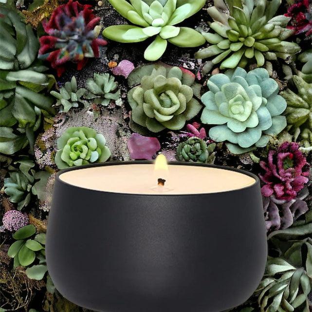 8oz Black Tin Wood  Wick Candle